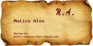 Matics Alex névjegykártya